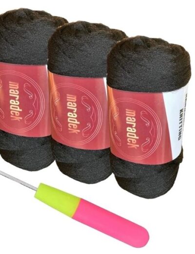 Black Brazilian Wool 100% Acrylic Yarn for Crochet and Hair Braiding