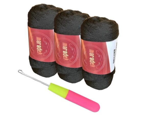 Black Brazilian Wool 100% Acrylic Yarn for Crochet and Hair Braiding