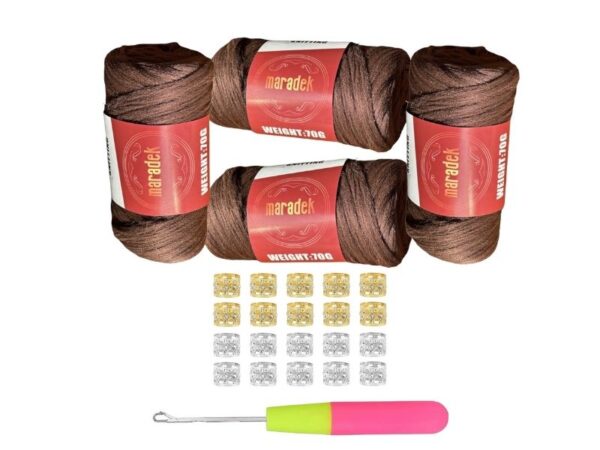 Brown Brazilian Wool 100% Acrylic Yarn for Crochet and Hair Braiding - 6 Packs - Image 6