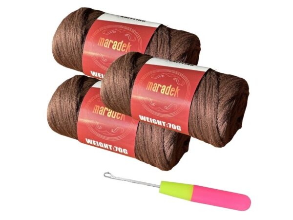 Brown Brazilian Wool 100% Acrylic Yarn for Crochet and Hair Braiding - 6 Packs - Image 2