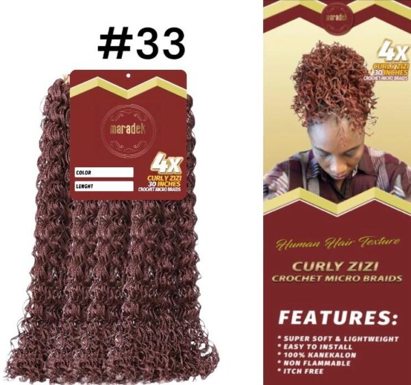 4x Curly Micro Zizi Wavy 30 Inch Folded Length Crochet Box Braids 33# 350# - Image 7