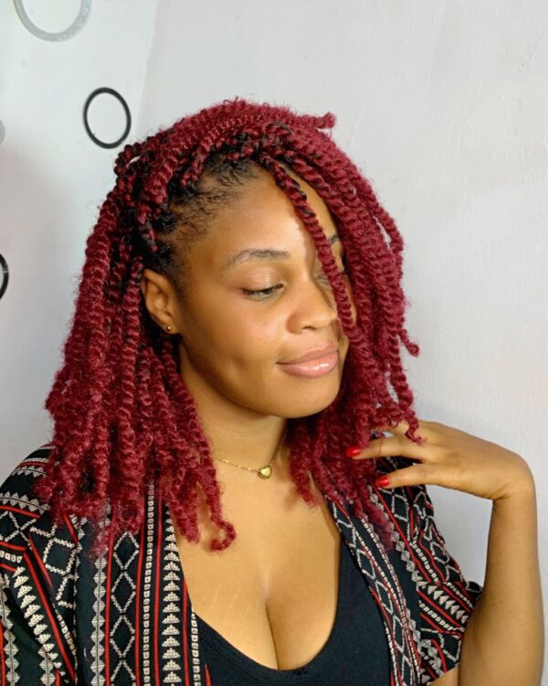 4X AFRO MARLEY KINKY SPRING TWIST - Burgundy, 16" - Image 5