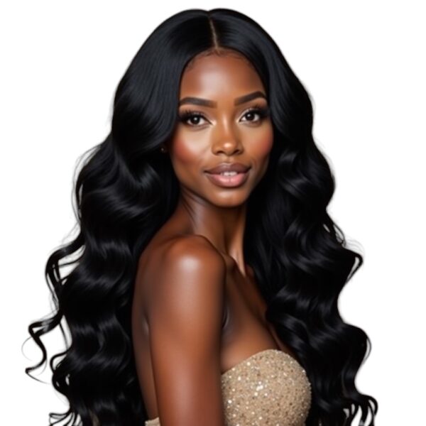 Pre-plucked 13x6 HD Transparent Human Hair 180% Density Natural Premium Full Lace Frontal Wig - Color 1B - Image 2