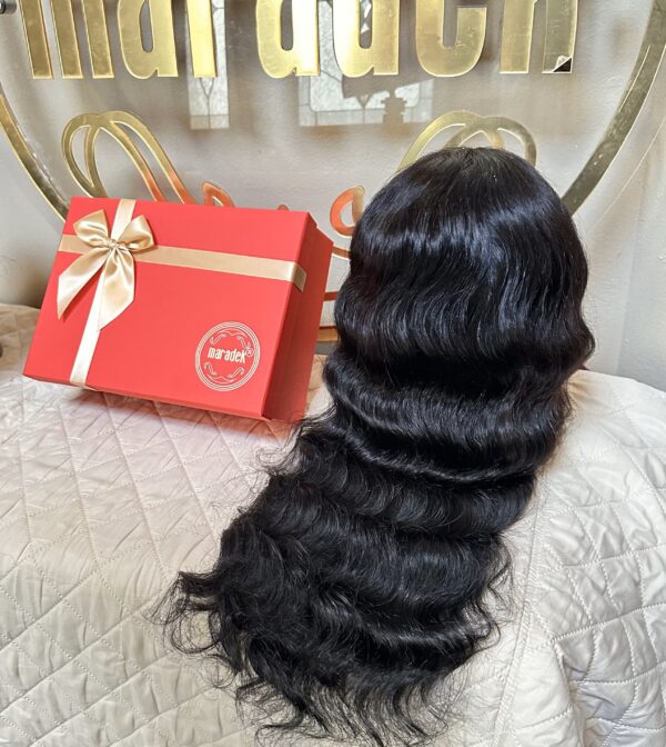Body Wave Pre-plucked 13x6 HD Transparent Human Hair 180% Density Natural Premium Full Lace Frontal Wig - Color 1B - Image 3