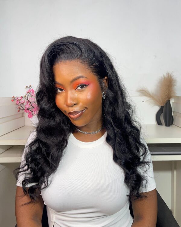 Body Wave Pre-plucked 13x6 HD Transparent Human Hair 180% Density Natural Premium Full Lace Frontal Wig - Color 1B - Image 6