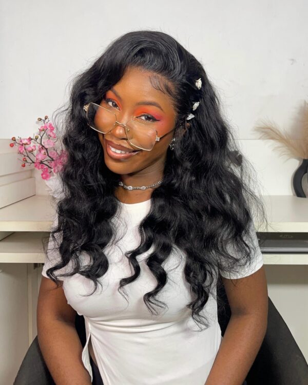 Body Wave Pre-plucked 13x6 HD Transparent Human Hair 180% Density Natural Premium Full Lace Frontal Wig - Color 1B