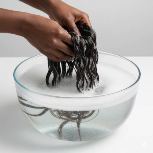 Close-up-of-washing-a-human-hair-wig-in-a-bowl-of-lukewarm-water-with-shampoo-bubbles-realistic-photography-studio-background Ultimate Wig Care Routine