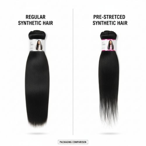 Pre-stretched vs regular braiding hair comparison for frizz control and smooth finish.