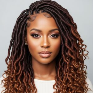 Brazilian wool faux locs mixed with extensions