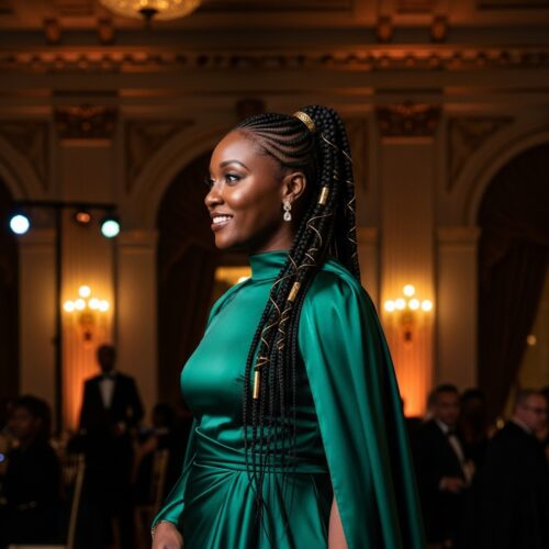 African heritage braids for formal Black History Month glam events.