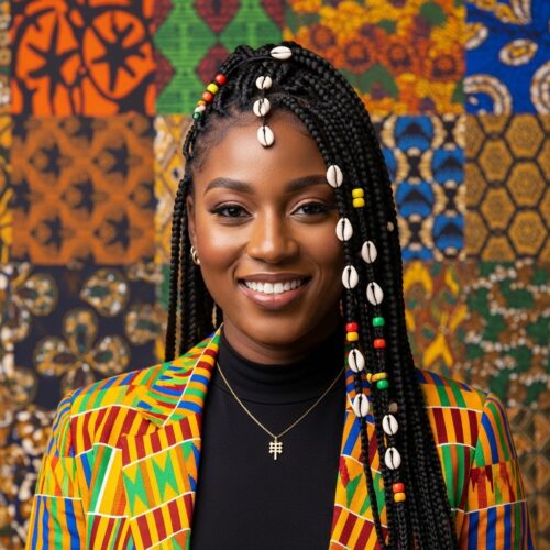 Black History Month glam featuring iconic African-inspired braided styles with Fulani braids and beads