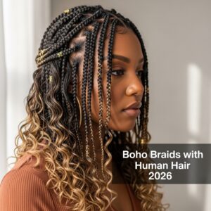 Boho braids with human hair 2026 wet and wavy texture