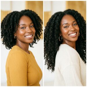 natural hair length retention results after protective braiding styles — healthy hair growth