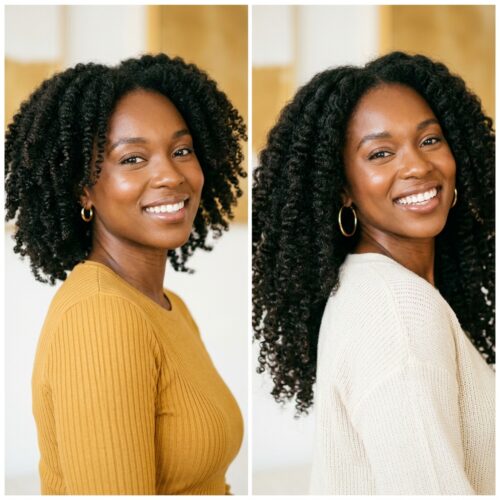 natural hair length retention results after protective braiding styles — healthy hair growth