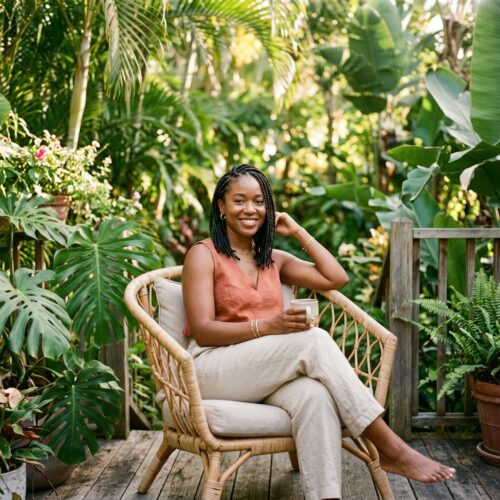 healthy scalp habits for itchy scalp under braids — woman with comfortable long-lasting braids in humid weather