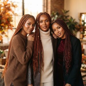 Copper and auburn braiding hair for fall